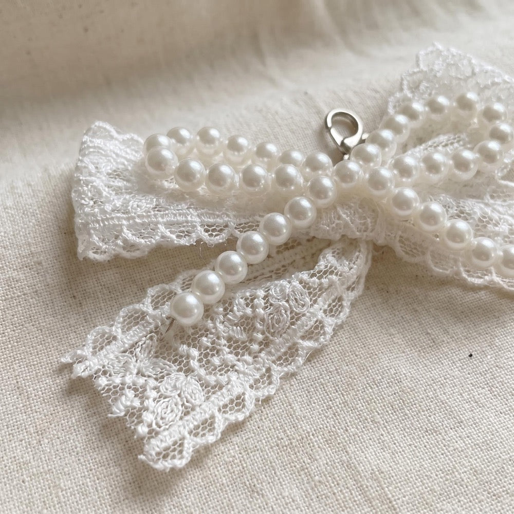 Ivory Pearl Bow & Ribbon Shoe Charm Set