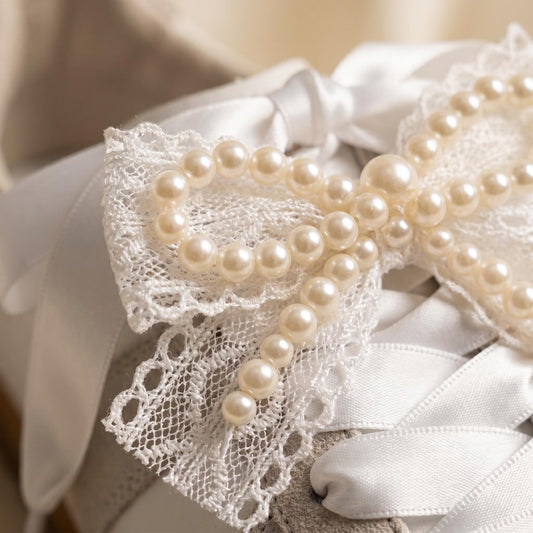 Satin laces & Pearl Lace Bow Charm Set