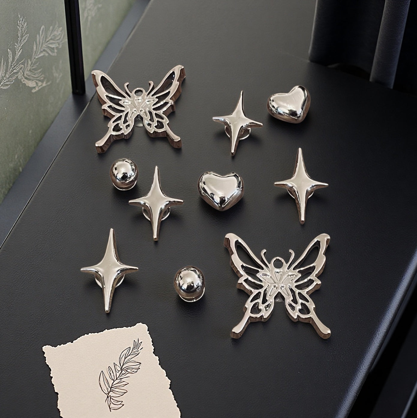 Silver Butterfly Y2K Charm Set