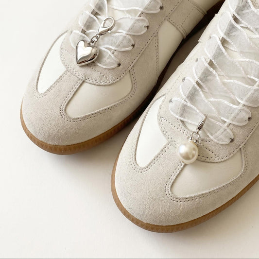 Silk shoelace Pearl Trainer charm Set
