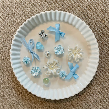 Blue Bow & Blossom Clog Charm Set