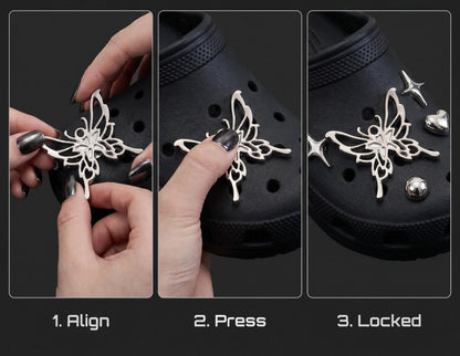Silver Butterfly Y2K Charm Set