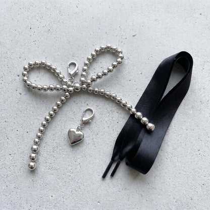 Black Satin Bow Trainer Set