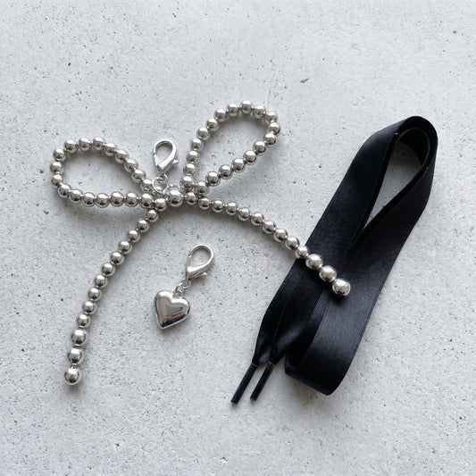 Black Satin Bow Trainer Set