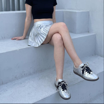 Black Satin Bow Trainer Set