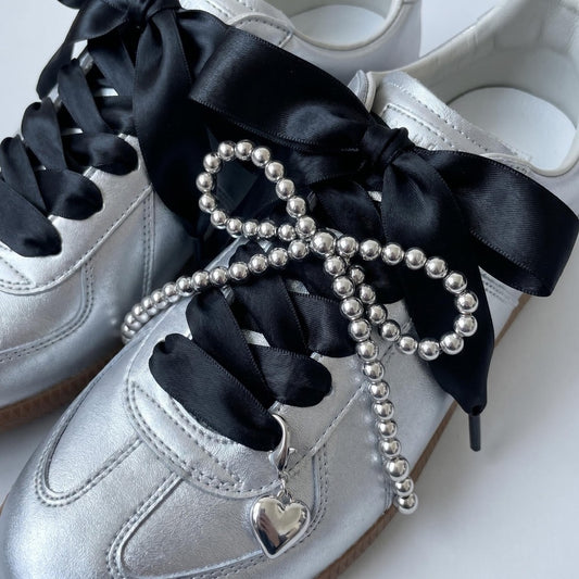 Black Satin Bow Trainer Set