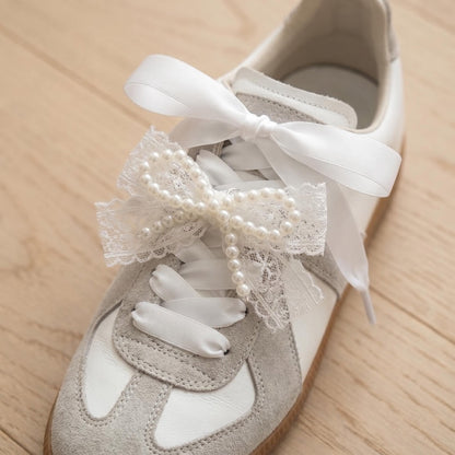 Satin laces & Pearl Lace Bow Charm Set