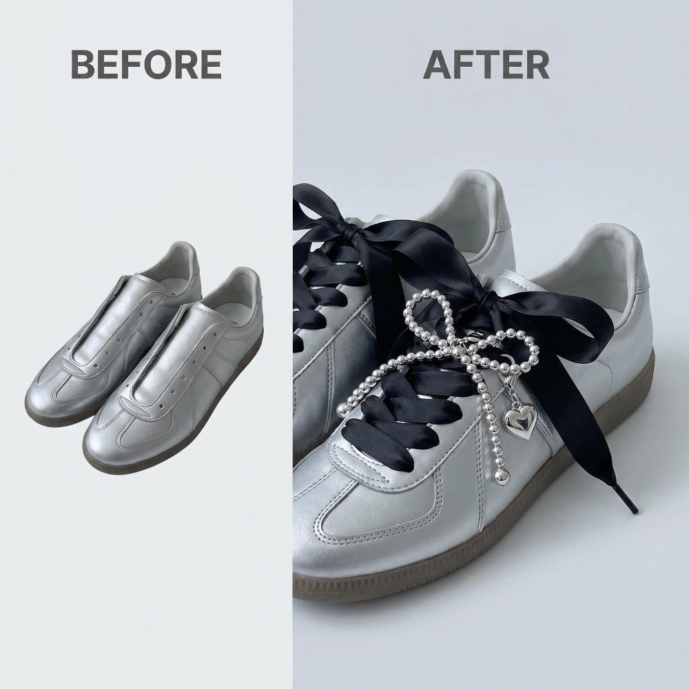 Black Satin Bow Trainer Set