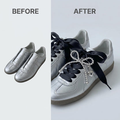 Black Satin Bow Trainer Set