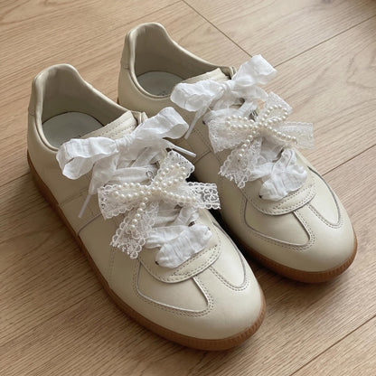 Ivory Pearl Bow & Ribbon Shoe Charm Set